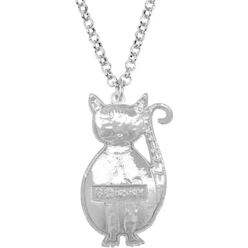 Blue Cat Necklace Enamel Kitten Pendant on Alloy Chain Jewelry for Cat Lovers